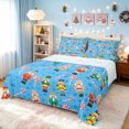 thumbnail image 1 of Erosebridal Cartoon Nutcracker Bed Sheets, Xmas Candy Cane Full Size Sheets, Light Blue, Christmas Reversible, 4 Pieces, 1 Flat Sheet, 1 Fitted Sheet and 2 Pillowcases, 1 of 6