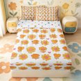thumbnail image 1 of Erosebridal Cartoon Orange Heart Bloom Zipper Queen Comforter Set with Fitted Sheet and 2 Pillowcases,Cute Floral Dot Zipper Bedding Set For Girls,Polkadot Reversible,4-Piece, 1 of 7