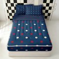 thumbnail image 1 of Erosebridal Cartoon Polka Dot Zipper Twin Comforter Sets with Fitted Sheet and 2 Pillowcases for Girls, Navy Retro Circle Zipper Bedding Set, Navy Reversible, 4pcs, 1 of 7