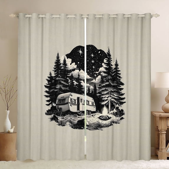 Erosebridal Cartoon RV Car Blackout Curtains Set of 2 (52x84 Each) for Kids,Girls Boys Happy Camping Window Curtains,Breathable Home Decor