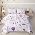thumbnail image 1 of Erosebridal Cartoon Rabbit Bed Spread Queen for Boys Girls, Cute Flower Rainbow Queen Coverlet Set, 3pcs 1 Quilt and 2 Pillowcases, 1 of 7