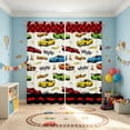 thumbnail image 1 of Erosebridal Cartoon Race Car Kitchen Curtains, Colorful Black Out Curtains Pack of 2 (42x63 Each), Yellow Border, 1 of 5