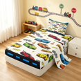 thumbnail image 1 of Erosebridal Cartoon Race Car Twin Sheets, Colorful Bedding, Cream White 3pcs (1 Flat Sheet, 1 Fitted Sheet and 1 Pillowcase), 1 of 6