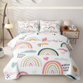 thumbnail image 1 of Erosebridal Cartoon Rainbow Cloud Quilt Full for Boys Girls, Cute Love Heart Full Bedspread Sets, 3-Piece, 1 of 7