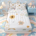 thumbnail image 1 of Erosebridal Cartoon Rainbow Zipper Twin Comforter Sets with Fitted Sheet and 2 Pillowcases,Daisy Flower Print Zipper Bedding Set,Green Yellow,Reversible, 1 of 6