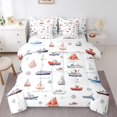 thumbnail image 1 of Erosebridal Cartoon Sailboat Bedding Full Size, Nautical Ocean Bedding Sets Full Size, Vintage Vehicle Reversible Bed Set, Ultra Soft Bedroom Decoration, 7pcs, 1 of 6