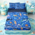 thumbnail image 1 of Erosebridal Cartoon Sea Creature Zipper Full Size Comforter Sets with Fitted Sheet and 2 Pillowcases,Whale Octopus Starfish Blue Ocean Zipper Bedding Set For Boys,Navy Blue Reversible,4pcs, 1 of 7