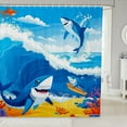 thumbnail image 1 of Erosebridal Cartoon Shark Shower Curtain 72"x72" Ocean Waves Bath Curtain Ocean Creature Themed Bathroom Shower Curtain Set Underwater Animal Pattern Bathroom Accessories, 1 of 5
