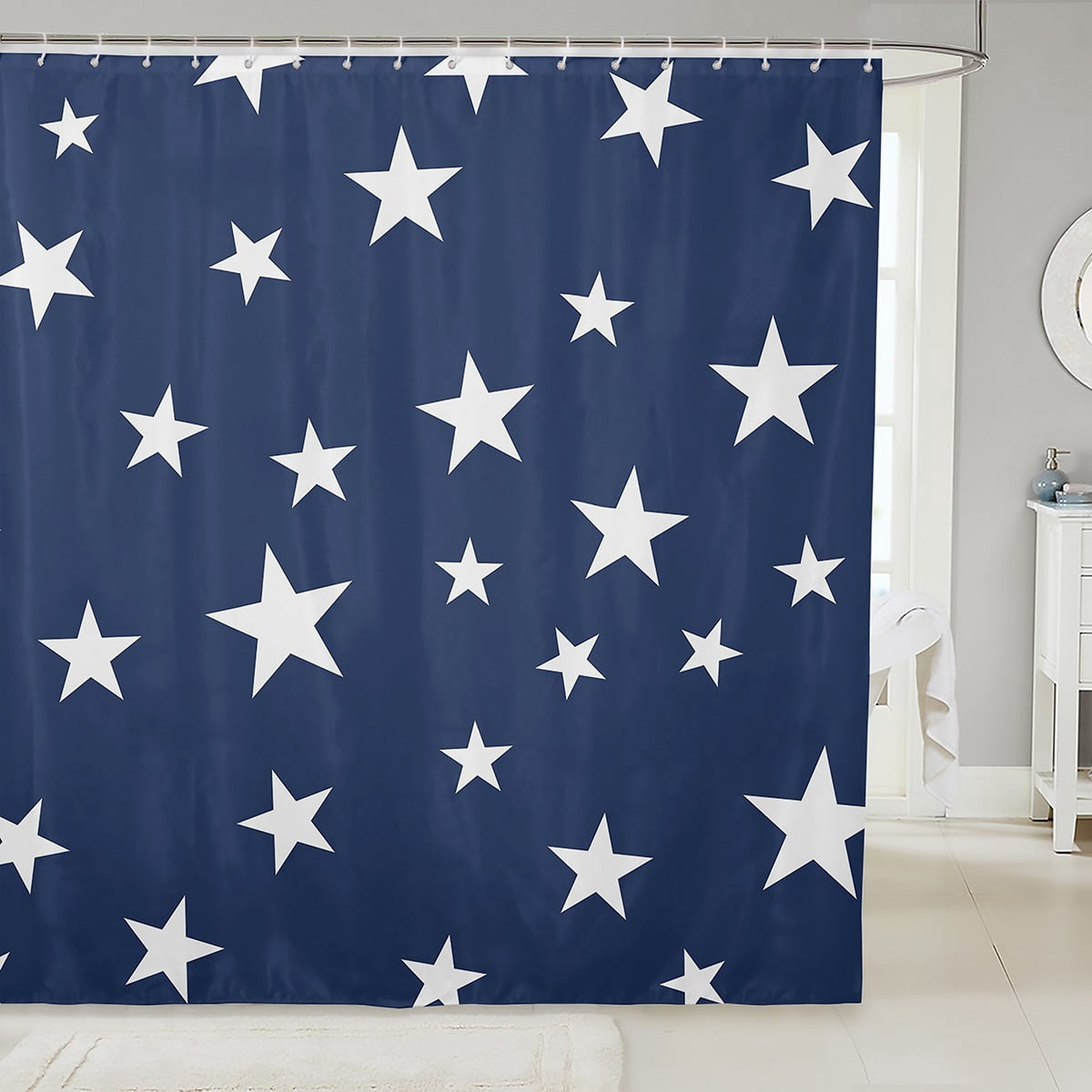 Erosebridal White Wolf Galaxy Shower Curtain - 72x84 Inches, Starry Sky Forest Animals, Waterproof Bathroom Decor