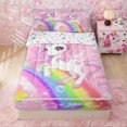 thumbnail image 1 of Erosebridal Cartoon Stars Unicorn Zipper Twin Comforter Sets with Fitted Sheet and 2 Pillowcases for Girls, Rainbow Love Heart Print Zipper Bedding Set, Stars Reversible, 4pcs, 1 of 7