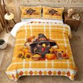 thumbnail image 1 of Erosebridal Cartoon Turkey Quilt Full 3-Piece,Happy Thanksgiving Full Bedspread Sets,Plaid Yellow,1 Coverlet and 2 Pillowcases, 1 of 7