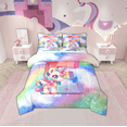 thumbnail image 1 of Erosebridal Cartoon Unicorn Bed in a Bag Twin size, Glitter Rainbow Bed Set, Monogrammed E Reversible Bedding Twin Size, Breathable Room Decor, 7 Pieces, 1 of 6