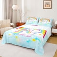 thumbnail image 1 of Erosebridal Cartoon Unicorn Girls Bed Sheets,Cute Rainbow Stars Print King Sheets For Kids 4pcs, 1 of 6