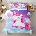 thumbnail image 1 of Erosebridal Cartoon Unicorn Girls Bed Spread Queen,Kawaii Cute Animals Queen Coverlet Set For Kids,3pcs, 1 of 7
