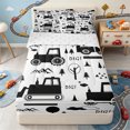 thumbnail image 1 of Erosebridal Cartoon Vehicle Zipper Full Size Comforter Sets with Fitted Sheet and 2 Pillowcases,Tree Mountain Builder Sketch Zipper Bedding Set For Boys,Reversible,4 Pieces, 1 of 7