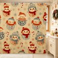 thumbnail image 1 of Erosebridal Cartoon Winter Snowman Shower Curtain 72Wx84L,Happy Xmas Bathroom Shower Curtain,Khaki, 1 of 6