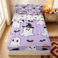 thumbnail image 1 of Erosebridal Cartoon Witch Ghost Zipper Twin Comforter Sets with Fitted Sheet and 2 Pillowcases, Halloween Pumpkin Zipper Bedding Set for Boys Girls, Lavender White, Halloween Reversible, 1 of 7
