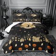 thumbnail image 1 of Erosebridal Cartoon Witch Quilt King 3 Pieces,Halloween Ghost Pumpkin King Coverlet Set,Black,1 Bedspread and 2 Pillowcases, 1 of 7