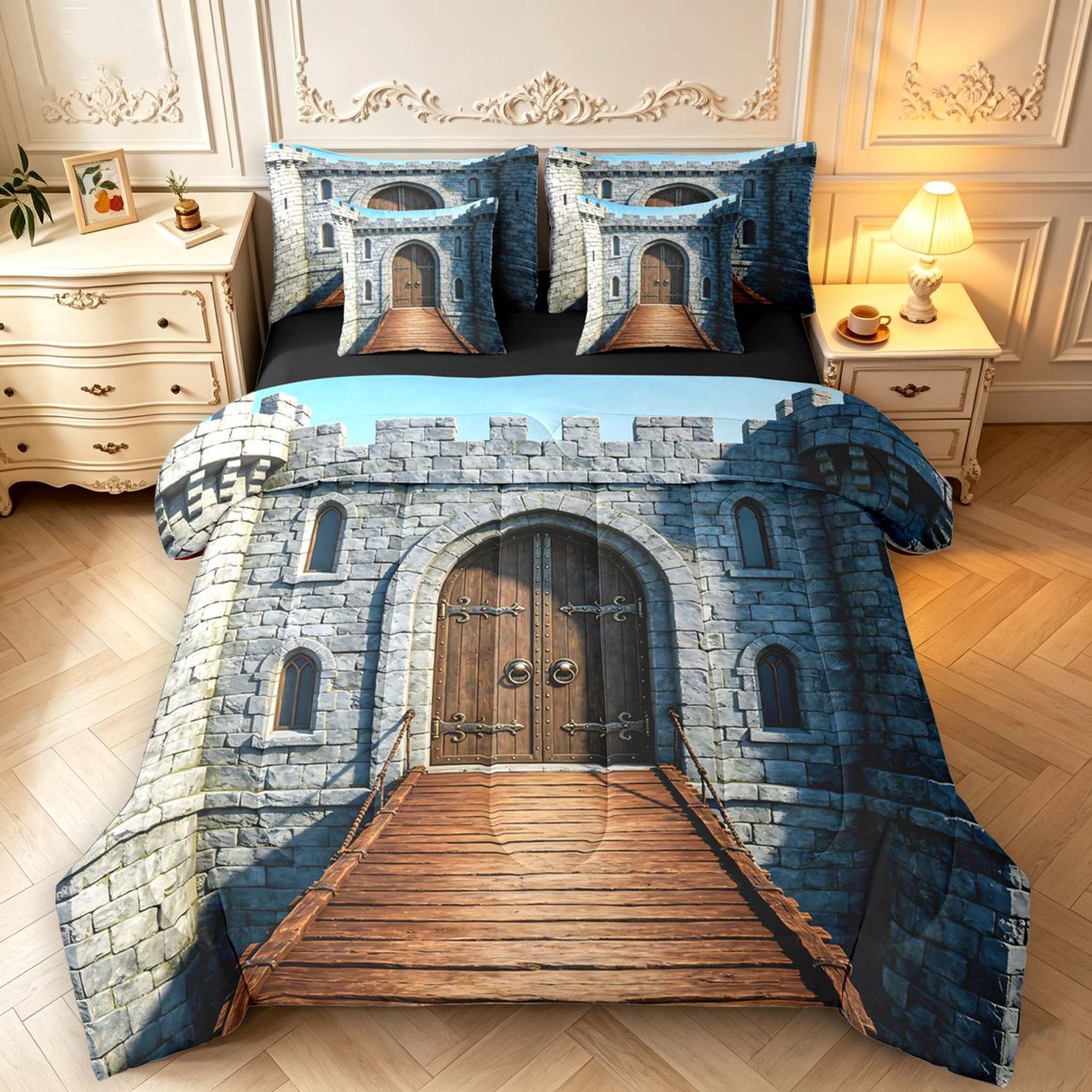 Erosebridal Castle Drawbridge 7-Piece Twin Bedding,Vintage Wooden Gate ...