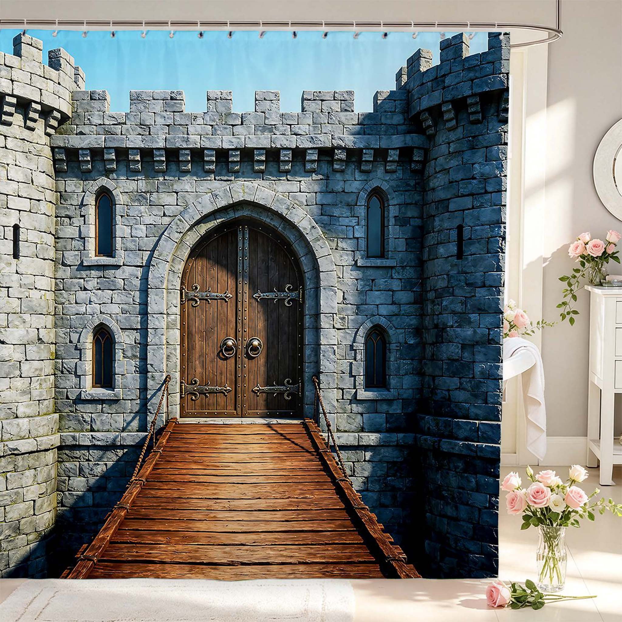 Erosebridal Castle Drawbridge Shower Curtain 72Wx84L,Vintage Wooden ...