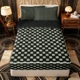 thumbnail image 1 of Erosebridal Casual Modern Square Zipper Queen Comforter Set with Fitted Sheet and 2 Pillowcases,Low Key Grid Tile Zipper Bedding Set,Sage Green Black,Black Reversible, 1 of 6