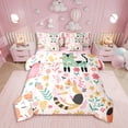 thumbnail image 1 of Erosebridal Cat Bedding Set King Size Cat Flower Comforter Set With Sheets7 piece Cats Leaf Print Bed in a Bag for Cute Kitten Green Yellow Pink Bed Set with Comforter,Sheets,Pillowcases, 1 of 5