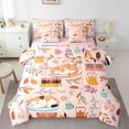 thumbnail image 1 of Erosebridal Cat Bedding Set Twin Size Cats Print Comforter Set With Sheets7 piece Cute Kitten Leaf Bed in a Bag for Maple Leaf Orange Pink Bed Set with Comforter,Sheets,Pillowcases, 1 of 5