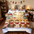 thumbnail image 1 of Manfei Cat Full Size Bedding Sets 7-Piece Christmas Full Size Bed in a Bag, Mint Pink, Xmas Reversible, 1 of 6