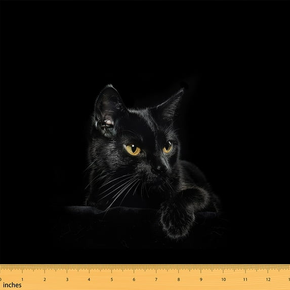 Erosebridal Cat Upholstery Fabric by the Yard,Black Cat Fabric,3D Cat Print Decorative Fabric,Cute Kawaii Animal Indoor Outdoor Fabric,Farmhouse Pet Animal DIY Fabric for Upholstery,Black 1 Yard