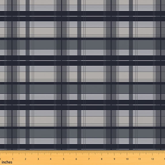 Erosebridal Charcoal Plaid Fabric by the Yard 10 Yards, Tartan Check Stripe Home Decor Fabric by the Yard