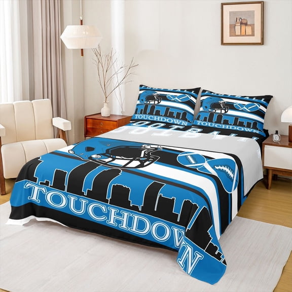 Erosebridal Charlotte Football Sheet Set Twin,Amercian Sport Bedding Sets Twin Size,Ball Gamer Decoration,Breathable,3pcs