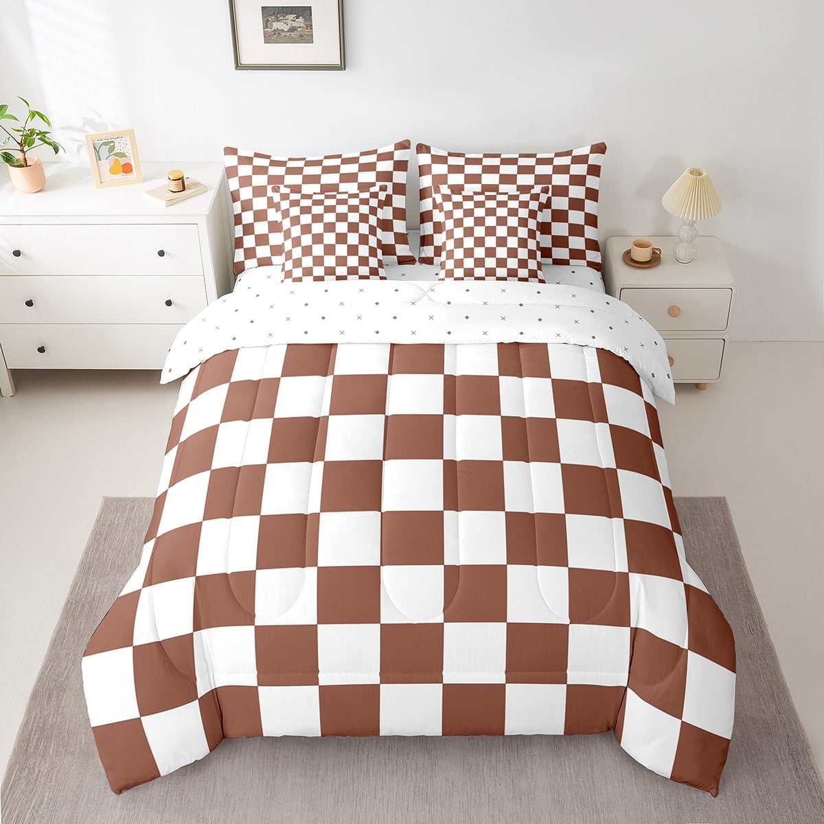 Check Pattern Bedding Erosebridal Check Plaid Bedding Sets King Size, Geometric Comforter ...
