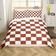 thumbnail image 1 of Erosebridal Check Plaid Duvet Cover King, Geometric Bedding Sets King Size, Farmhouse Gingham Decor, Reversible 3pcs, 1 of 7