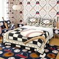 thumbnail image 1 of Erosebridal Checkered Bow Baseball Full Size Sheets, Cute Sport Bed Sheets for Girls and Boys, 4pcs, 1 Flat Sheet, 1 Fitted Sheet and 2 Pillowcases, 1 of 6