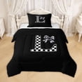 thumbnail image 1 of Erosebridal Checkered Bow Letter L Twin Comforter Sets for Girls, Black White Ribbon Bedding Set, Black Reversible, 2-Piece, 1 of 6