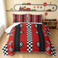 thumbnail image 1 of Erosebridal Checkered Flag Bed Spread Queen, Race Car Queen Coverlet Set, Red Black Road 3 Pieces 1 Quilt and 2 Pillowcases, 1 of 7