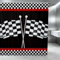 thumbnail image 1 of Erosebridal Checkered Flag Shower Curtain 72Wx78L, Racing Bath Curtain, Crossed Flags Black, 1 of 5