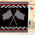 thumbnail image 1 of Erosebridal Checkered Flag Shower Curtain 72Wx84L, Racing Bathroom Shower Curtain, Crossed Flags White, 1 of 5