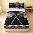 thumbnail image 1 of Erosebridal Checkered Flag Zipper Queen Comforter Set with Fitted Sheet and 2 Pillowcases, Racing Zipper Bedding Set, Crossed Flags White, Reversible, 1 of 7