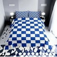 thumbnail image 1 of Erosebridal Checkered Gingham Bedding Sets Queen with Comforter, Blue White Duvet Insert, Rectangle Geometry Decor, Microfiber, 1 of 8