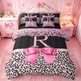 thumbnail image 1 of Erosebridal Cheetah Animal Print Kids 7pcs Bedding Comforter Set,Letter R Monogram Queen Bedding Sets For Girls,Black Reversible, 1 of 7