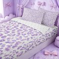 thumbnail image 1 of Erosebridal Cheetah Leopard Print Zipper Queen Comforter Set with Fitted Sheet and 2 Pillowcases for Girls, Modern Purple Spot Zipper Bedding Set, Reversible, 4pcs, 1 of 7