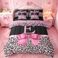 thumbnail image 1 of Erosebridal Cheetah Letter E Monogram 7-Piece Bedding Comforter Set,Chic Leopard Printed King Bedding Sets For Girls Kids,Black Reversible, 1 of 7