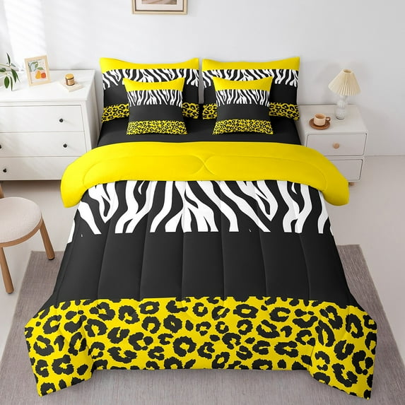 Erosebridal Cheetah Print Bed in a Bag King size, Rustic Animals Bed Set, Zebra Room Decor, Reversible