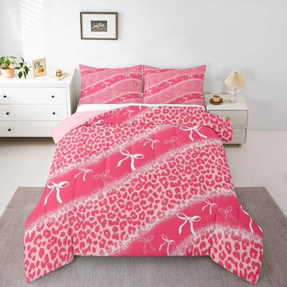 Erosebridal Cheetah Print Comforter Sets Twin Size,Cute Bowtie Comforters & Duvets,Safari Animal Bedding Twin Comforter Set For Teens Youth,Ultra Soft Bedroom Decoration Reversible,2-Piece