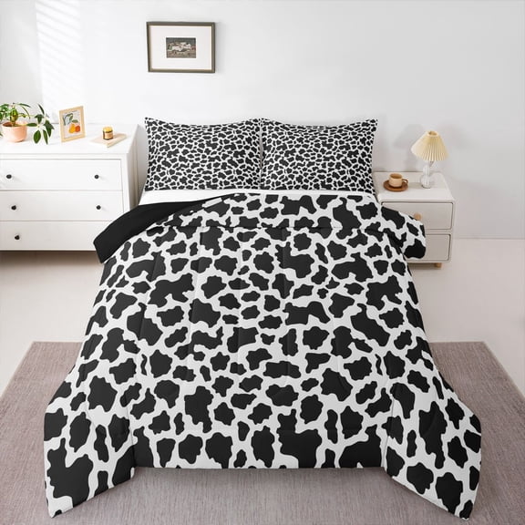 Erosebridal Cheetah Print Kids Queen Comforter Set, Wildlife Leopard Bedding Comforter Set, Black white, 3-Piece