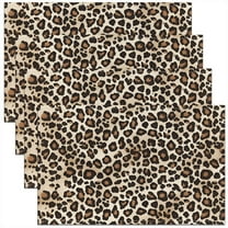 Erosebridal Cheetah Printed Placemats Set of 4, Leopard Print Table Place Mats for in Door Dining, Brown