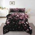 thumbnail image 1 of Erosebridal Cherry Blossoms Bedding Sets with Comforter, Black Pink Duvet Insert, Japanese Flower Floral Reversible Bedding Comforter Set, Microfiber Bedroom Decoration, 2 Pieces, 1 of 8