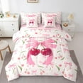 thumbnail image 1 of Erosebridal Cherry Bow Bedding Sets Twin Size,Dreamy Princess Comforter Sets with Sheets,Pink Green Bed in a Bag Twin size,Microfiber Kawaii Room Decoration,Reversible,7pcs, 1 of 6