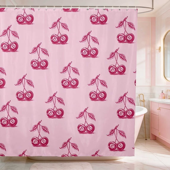 Erosebridal Cherry Shower Curtain 72Wx78L Rose Bath Curtain, Rose Cherry